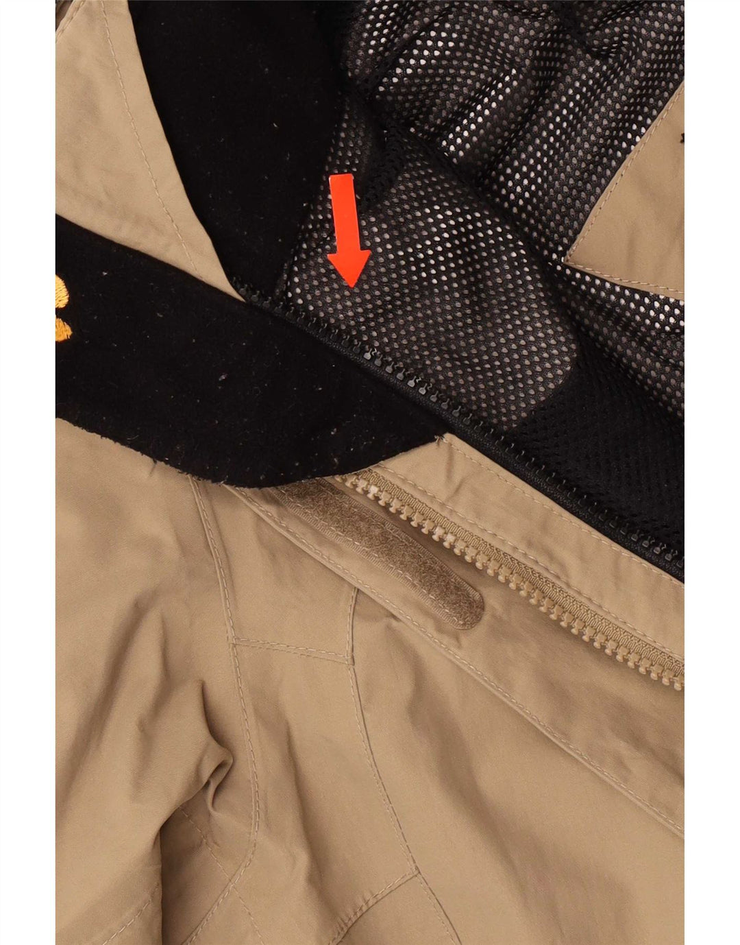 Jack Wolfskin γυναικείο μπουφάν βροχής με κουκούλα UK 12/14 Medium Beige Colourblock