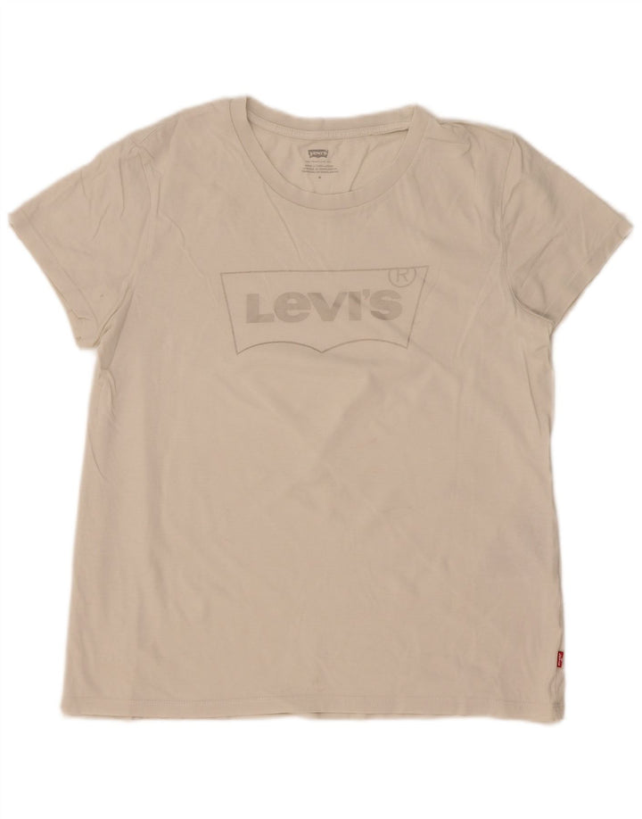 Γυναικείο γραφικό μπλουζάκι Levi's Top UK 14 μεσαίο λευκό βαμβακερό