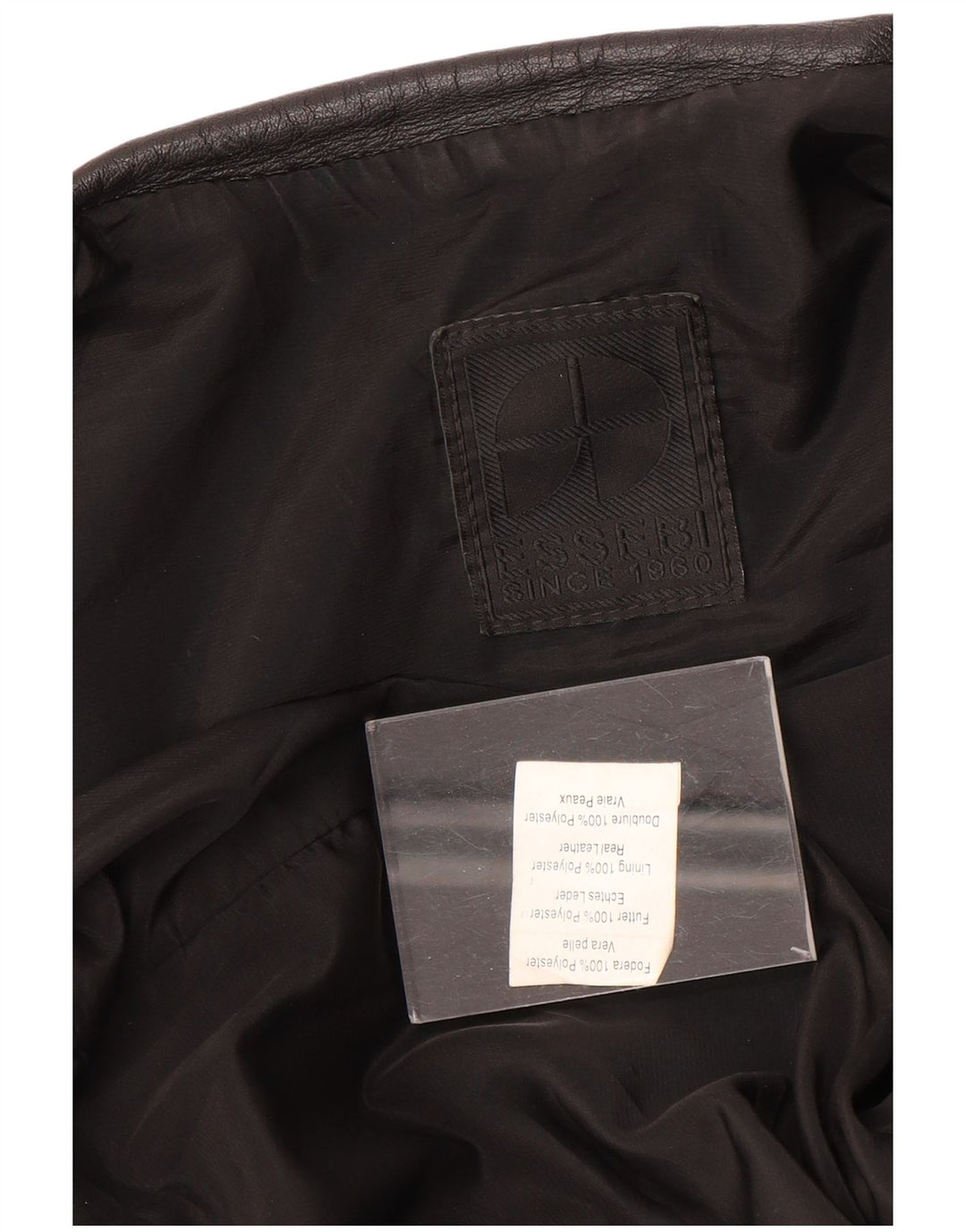 Essebi Mens Bomber Leather Jacket UK 40 Large Black Leather