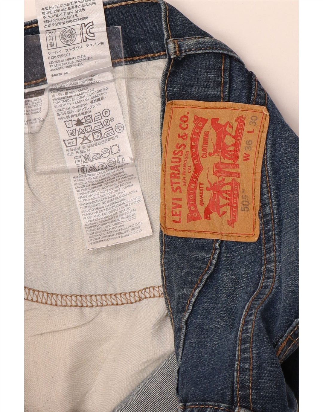 LEVI'S Ανδρικό τζιν 505 ίσιο W36 L30 Μπλε βαμβακερό