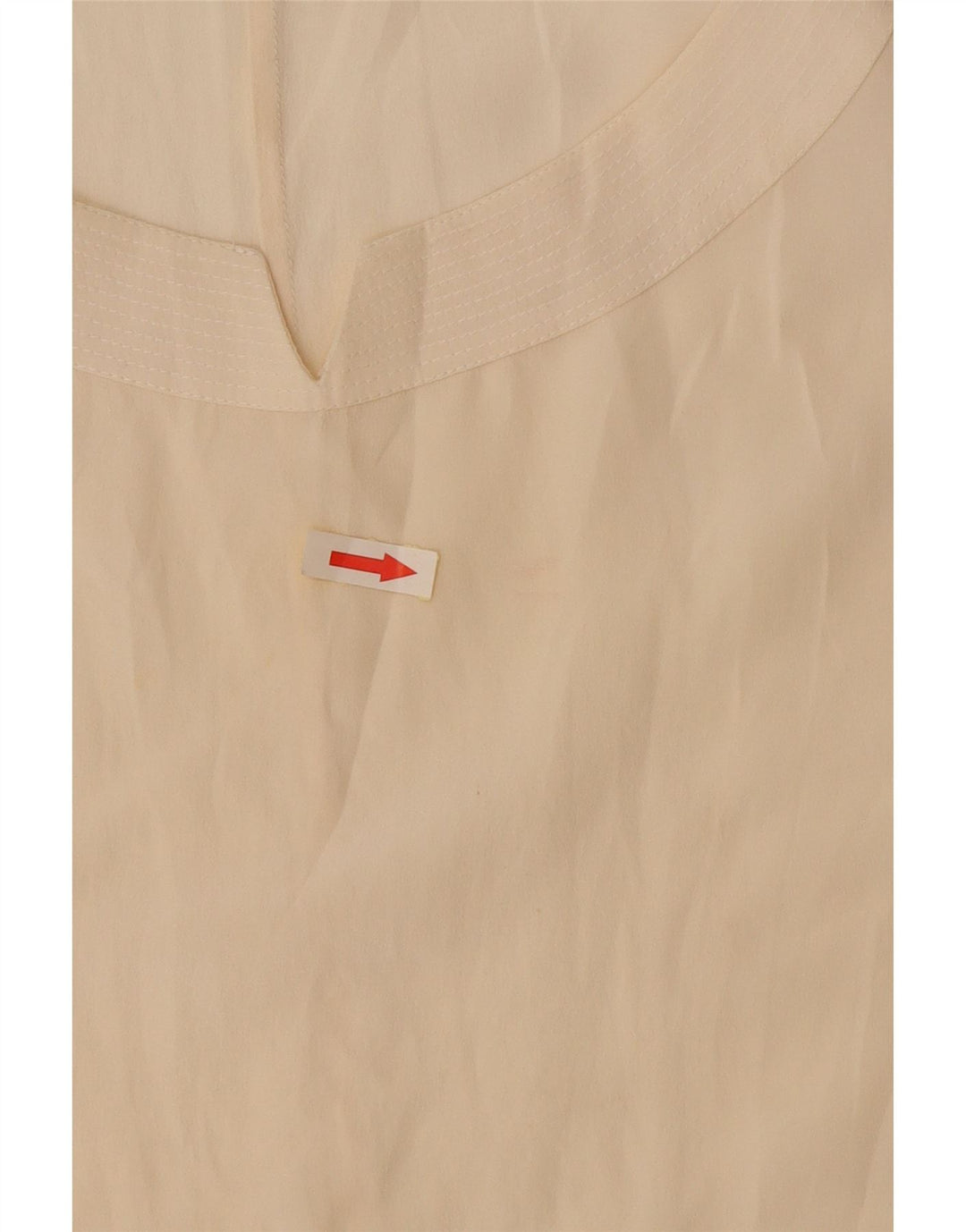 Vintage Γυναικεία Crop Αμάνικη Μπλούζα UK 14 Large Off White Silk