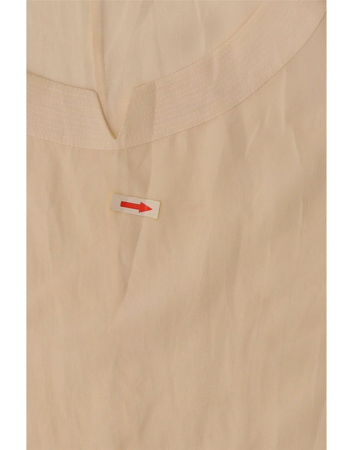 Vintage Γυναικεία Crop Αμάνικη Μπλούζα UK 14 Large Off White Silk