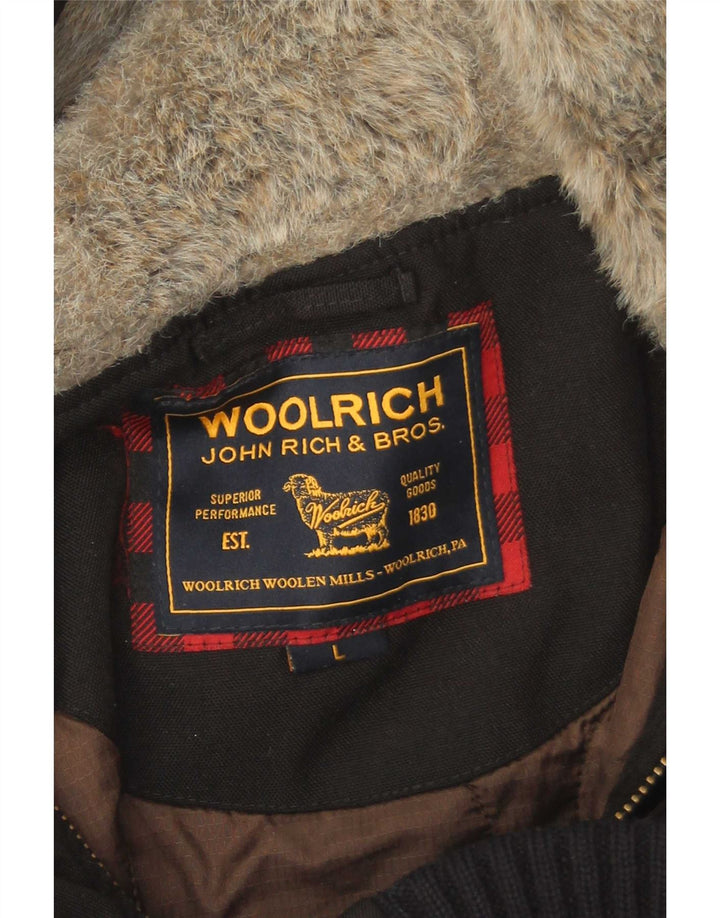 Woolrich Ανδρικό μπουφάν Bomber με κουκούλα UK 40 Large Black Polyamide