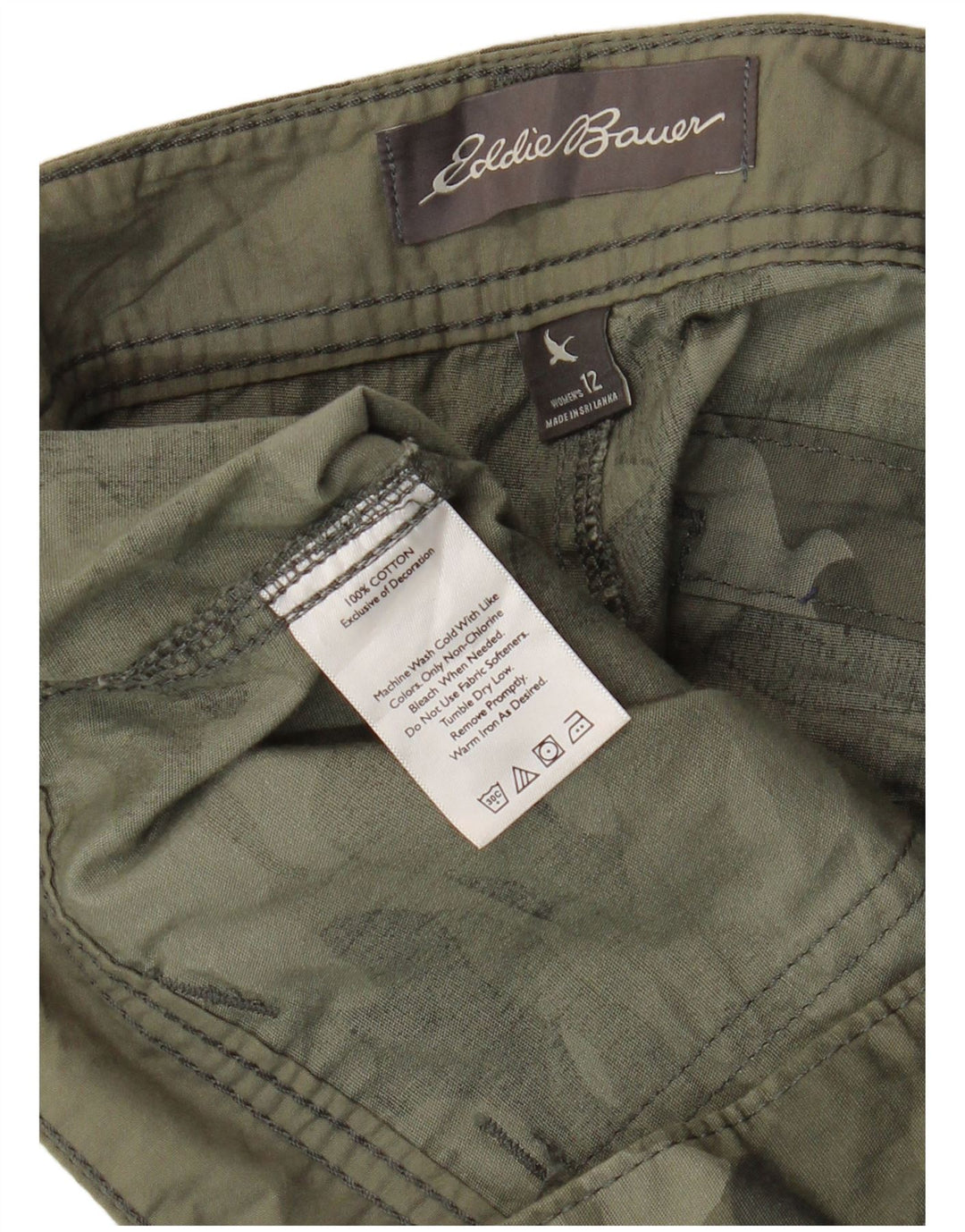 EDDIE BAUER Γυναικείο σορτς Chino US 12 Μεγάλο W36 Χακί Καμουφλάζ Βαμβακερό