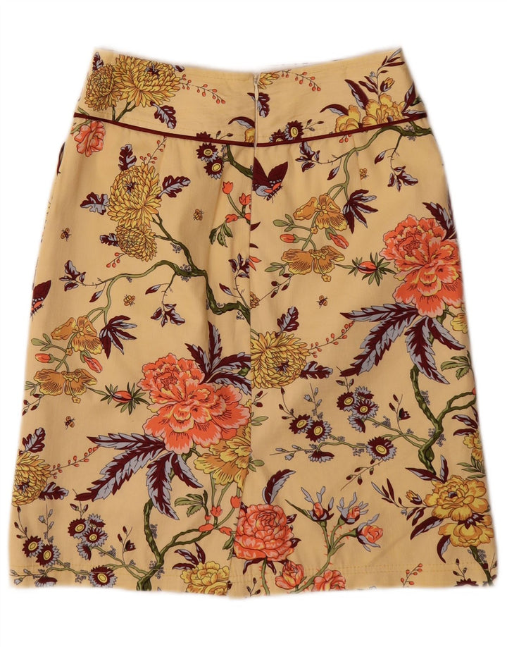 Vintage Γυναικεία Midi Φούστα Μεσαία W28 Κίτρινο Floral