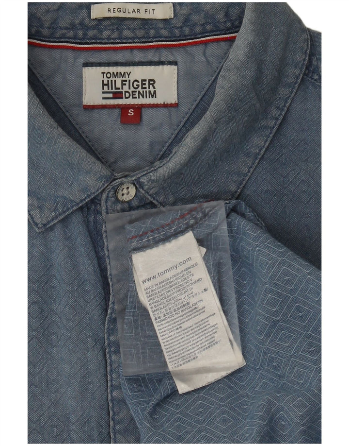 Tommy Hilfiger Ανδρικό πουκάμισο με κανονική εφαρμογή, μικρό μπλε γεωμετρικό βαμβακερό