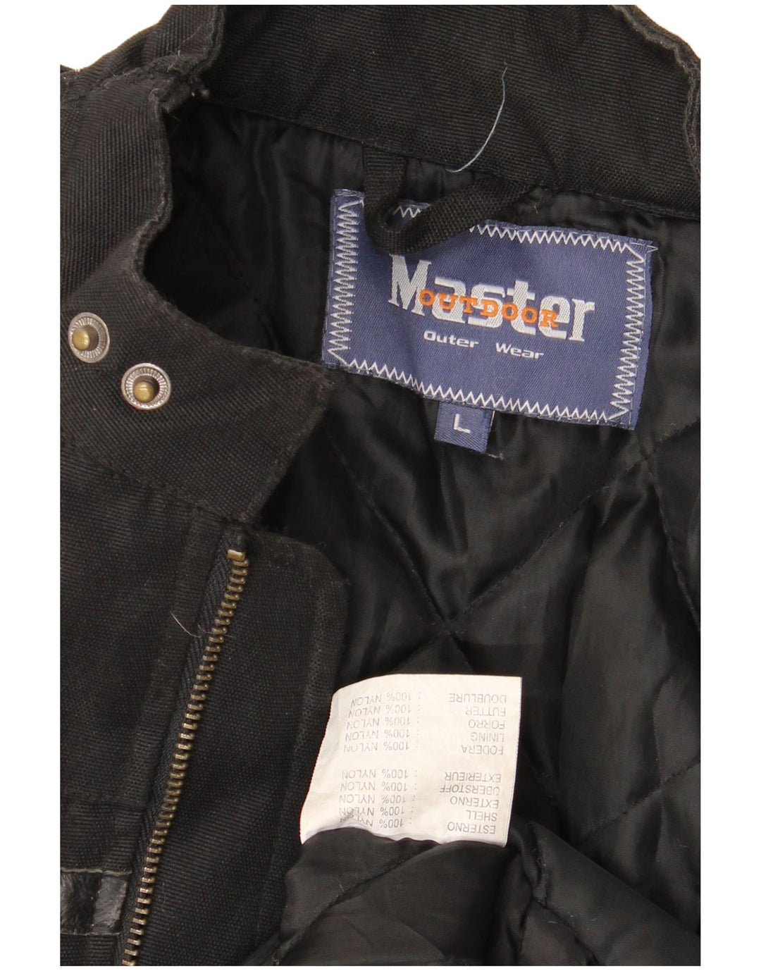Master Mens Graphic Biker Jacket UK 40 Large Black Nylon