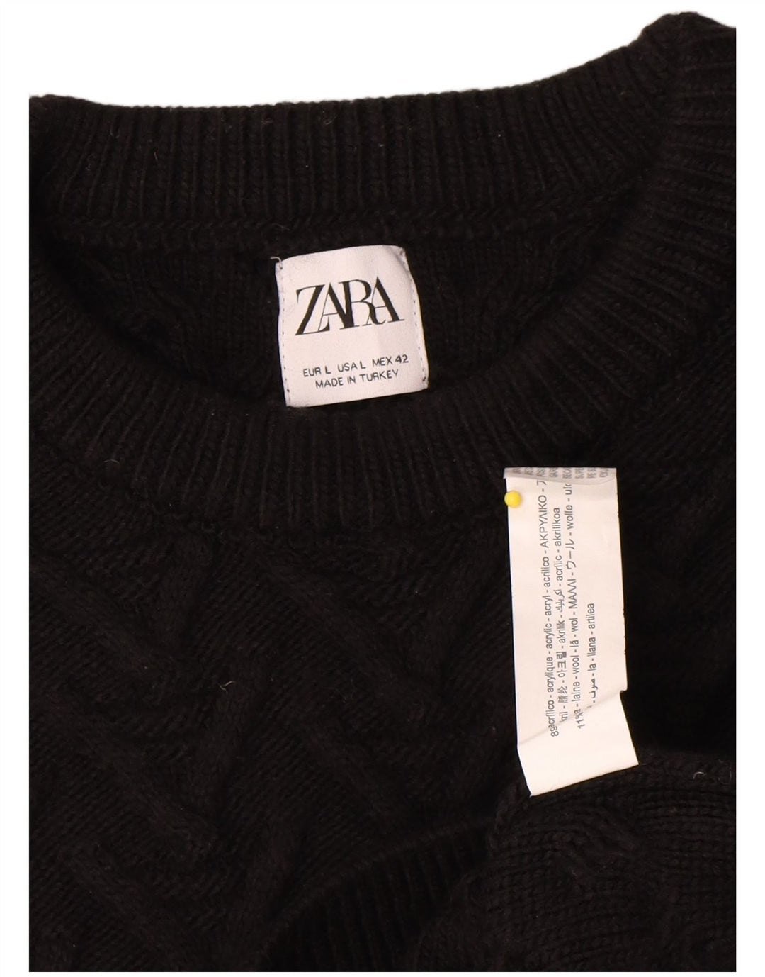 Ανδρικό πουλόβερ Zara Crew Neck Jumper Μεγάλο Μαύρο Ακρυλικό