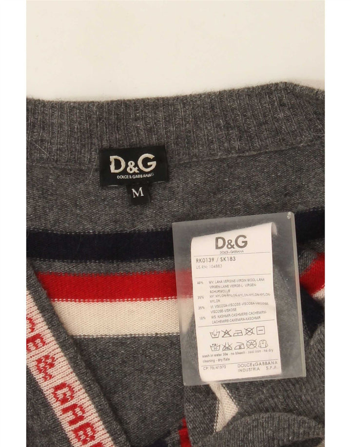Ανδρικό πουλόβερ γραφικών ζακέτα Dolce & Gabbana Μαλλί με μεσαίο γκρι ριγέ