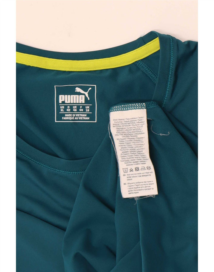 Puma Γυναικείο T-Shirt Top UK 16 Large Green Polyester