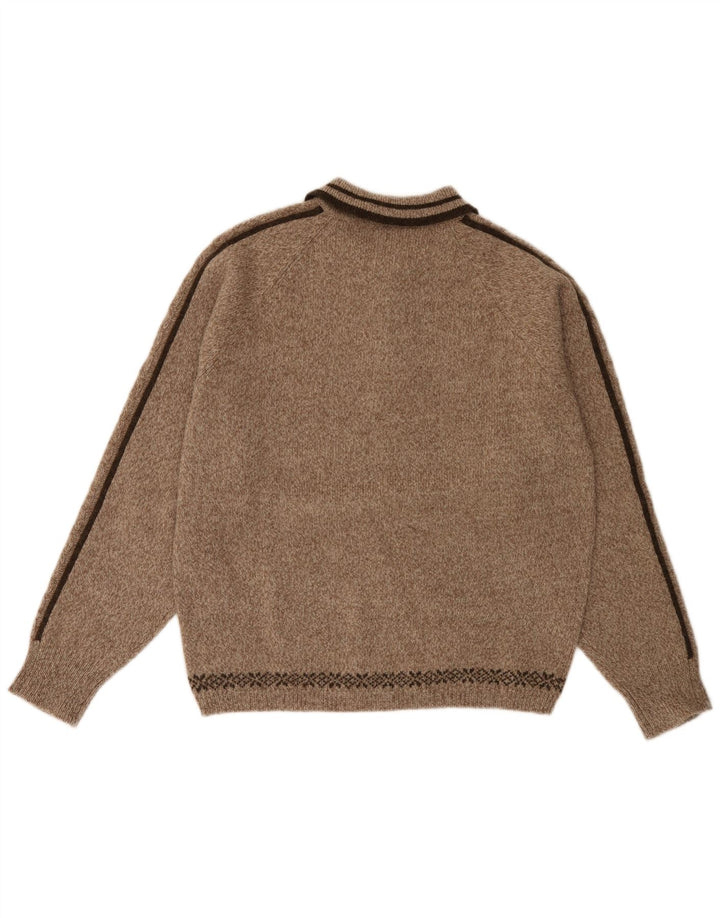 HAMMERSCHMID Ανδρικό πουλόβερ με γραφικό πόλο με λαιμόκοψη σε μεσαίο καφέ