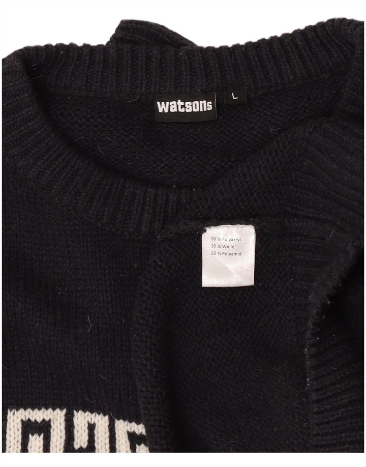 Ανδρικό πουλόβερ Watson's Crew Neck Jumper Large Black Fair Isle Polyacrylic