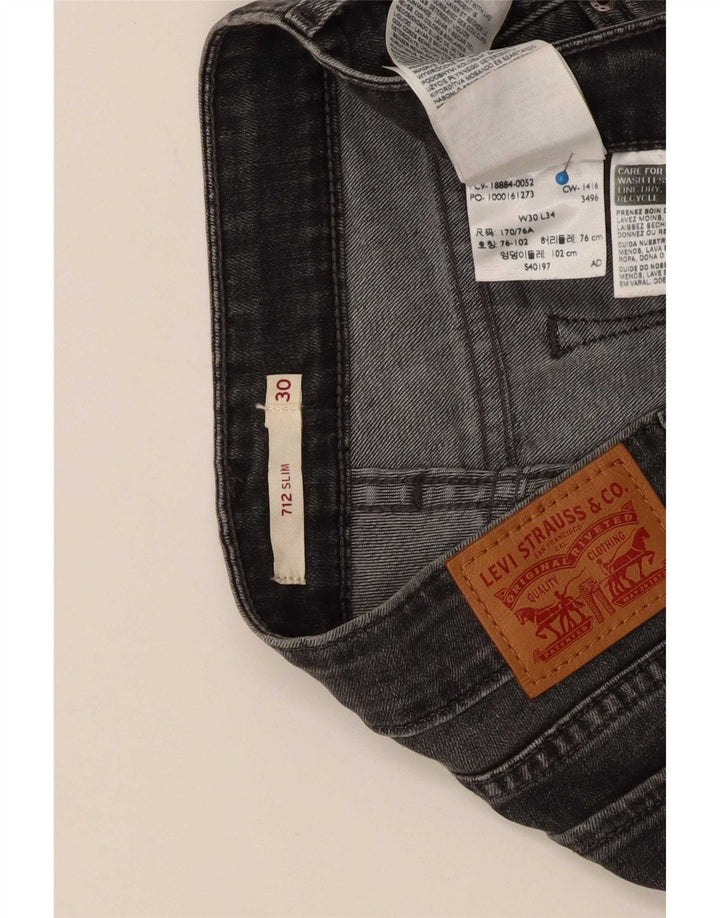 Levi's Mens 712 Slim Jeans W30 L34 Grey Cotton