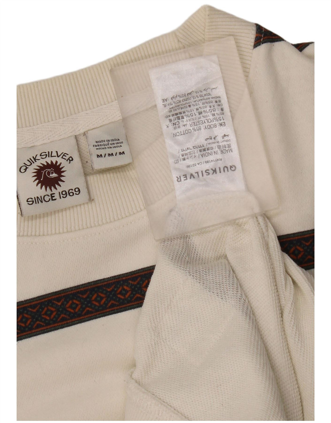 Ανδρικό φούτερ Quiksilver Jumper Μεσαίο Λευκό Βαμβακερό ριγέ