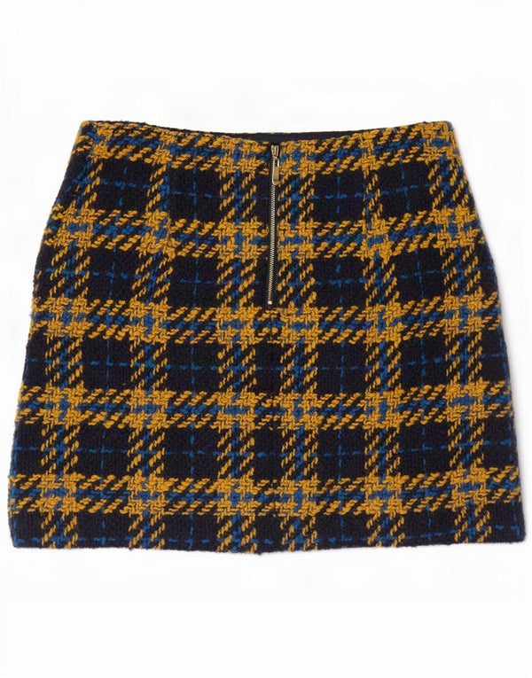 Marks & Spencer Γυναικεία Μίνι Φούστα UK 14 Μεγάλη W32 Navy Blue Check Acrylic