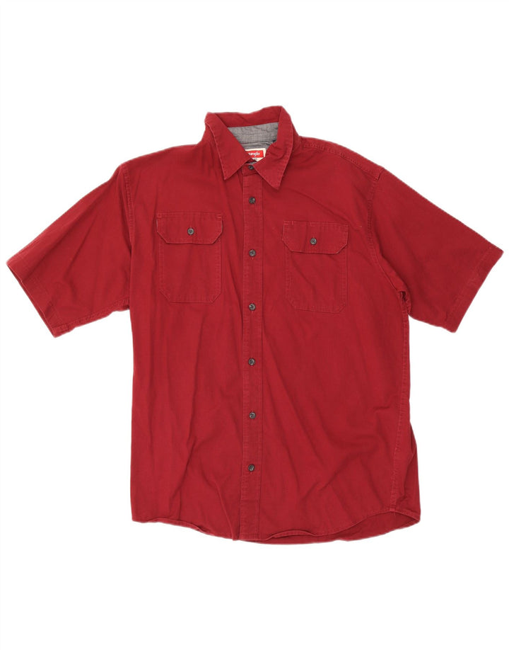 Ανδρικό κοντομάνικο πουκάμισο Wrangler, μεσαίο βαμβακερό μπορντό