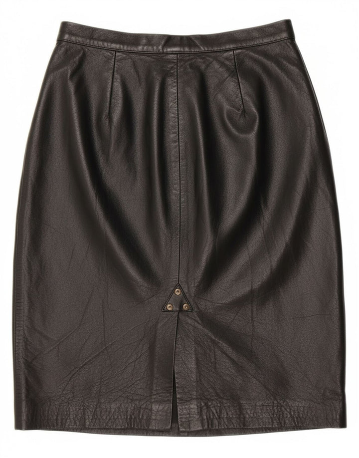 Vintage Γυναικεία Ψηλόμεση Δερμάτινη Φούστα IT 42 Medium W28 Μαύρη