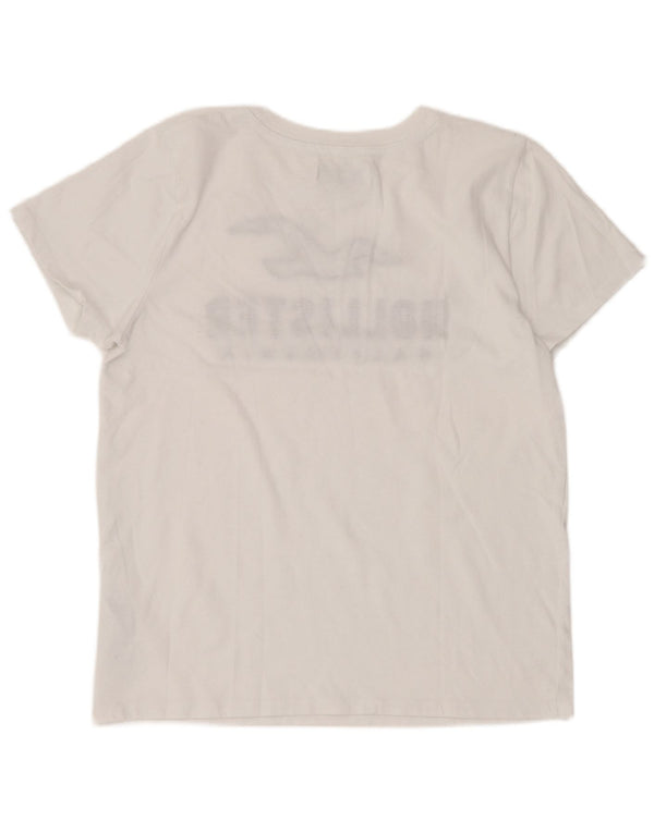Γυναικείο γραφικό μπλουζάκι Hollister Top UK 12 μεσαίο λευκό βαμβακερό
