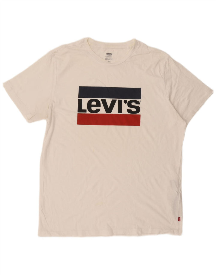 Ανδρικό γραφικό T-Shirt LEVI'S Top μεγάλο λευκό βαμβακερό