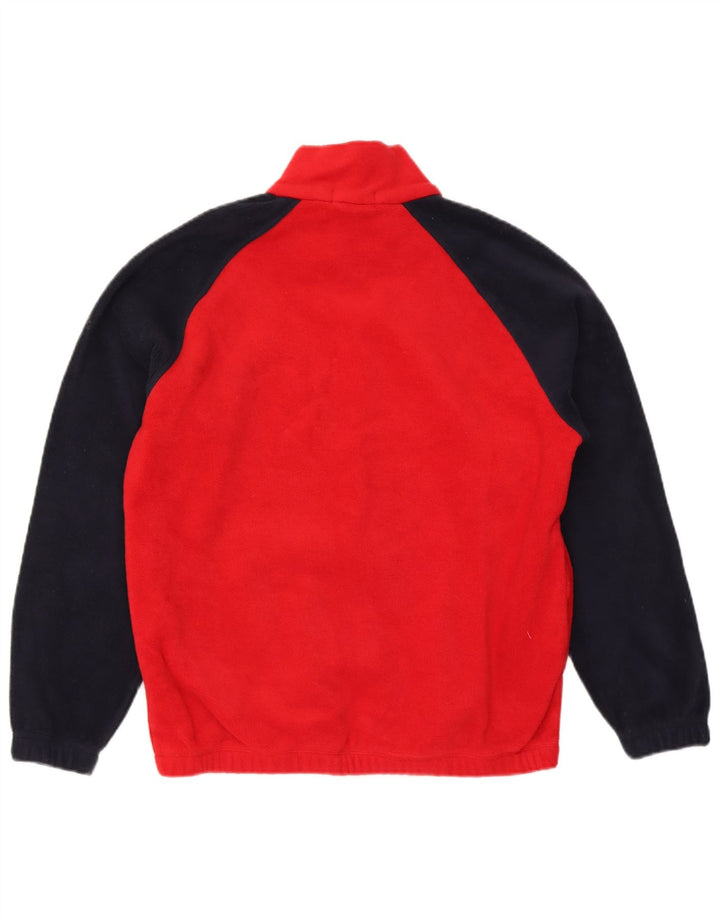 NAUTICA Mens Zip Neck Fleece Jumper Medium Red Colourblock