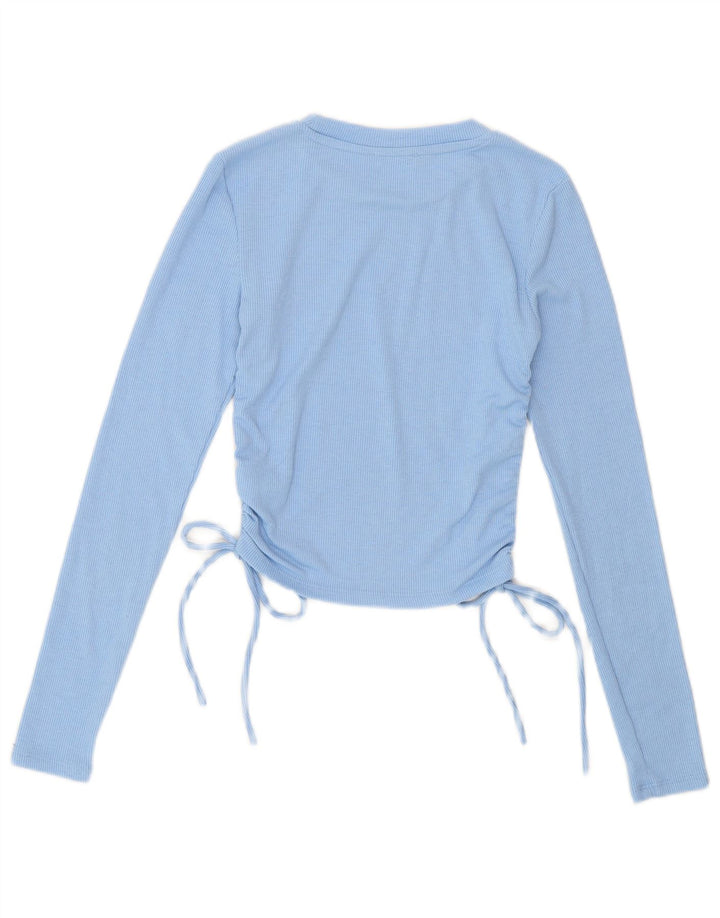 Γυναικεία Zara Crop μακρυμάνικη μπλούζα τοπ UK 8 Small Blue Polyester