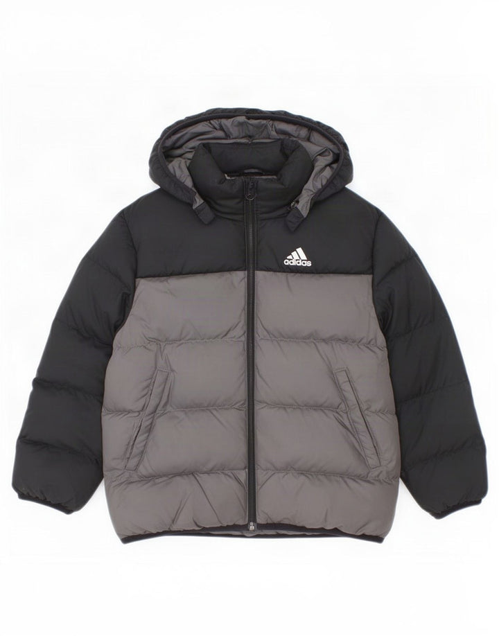 Μπουφάν Adidas Boys με κουκούλα με επένδυση 6-7 ετών μαύρο χρώμα πολυεστέρα