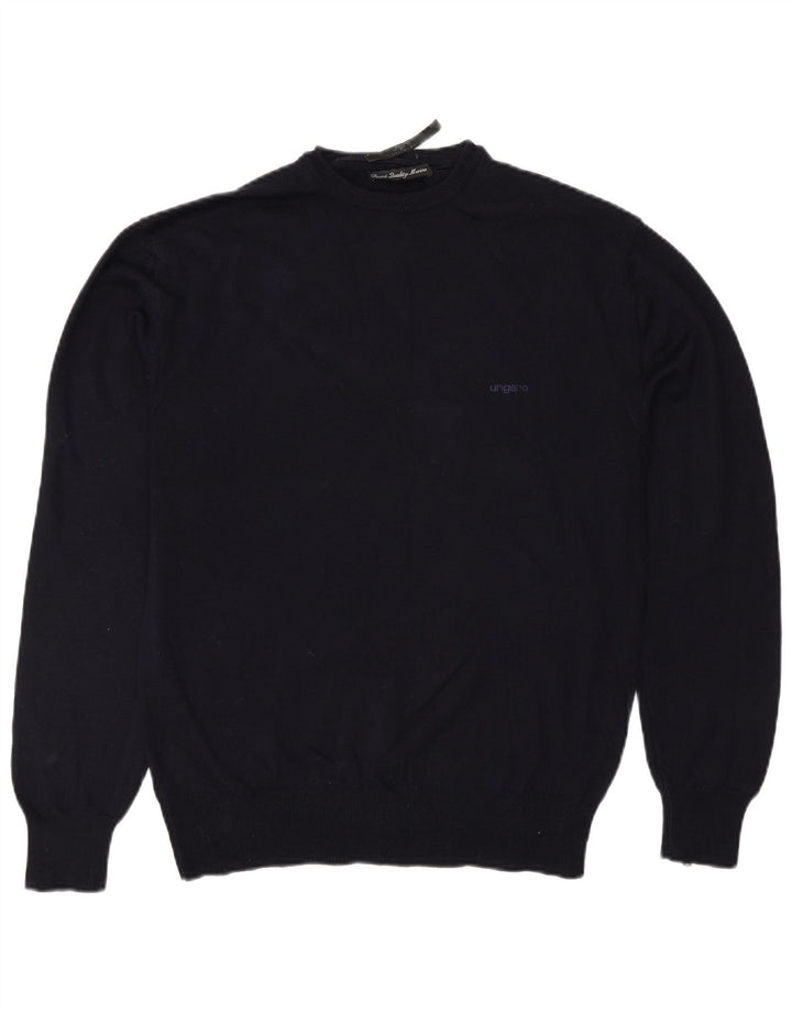 Ungaro Ανδρικό πουλόβερ με λαιμόκοψη IT 48 Small Navy Blue Wool