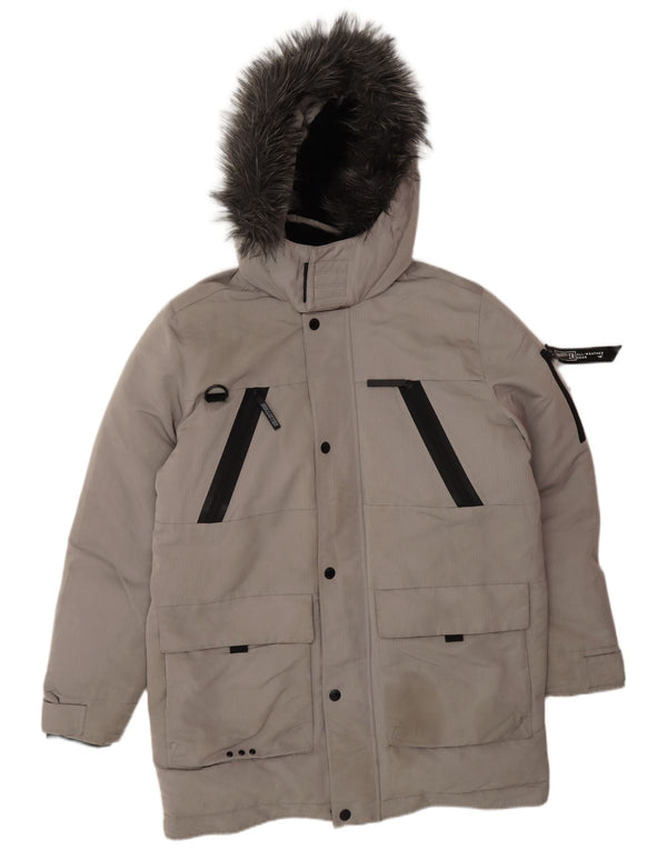 HOLLISTER Ανδρικό μπουφάν με κουκούλα UK 40 Large Grey Polyester