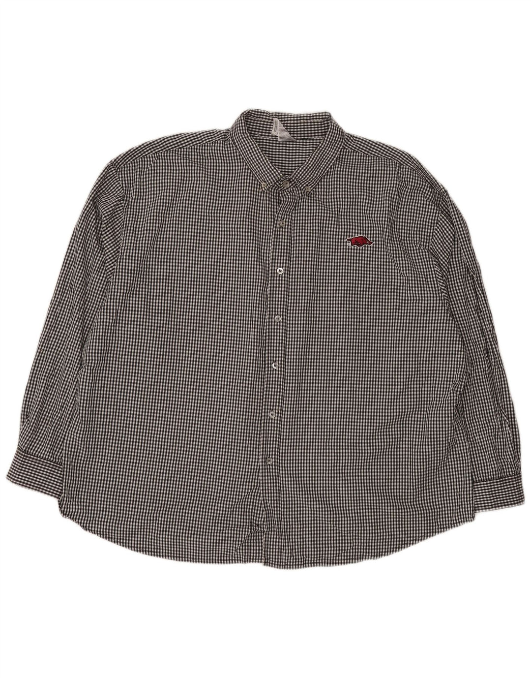 RUSSELL ATHLETIC Ανδρικό πουκάμισο Arkansa Razorbacks 3XL Μαύρο βαμβακερό Gingham
