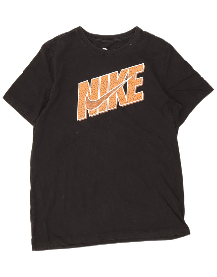 Ανδρικό γραφικό μπλουζάκι Nike, μεγάλο μαύρο βαμβακερό
