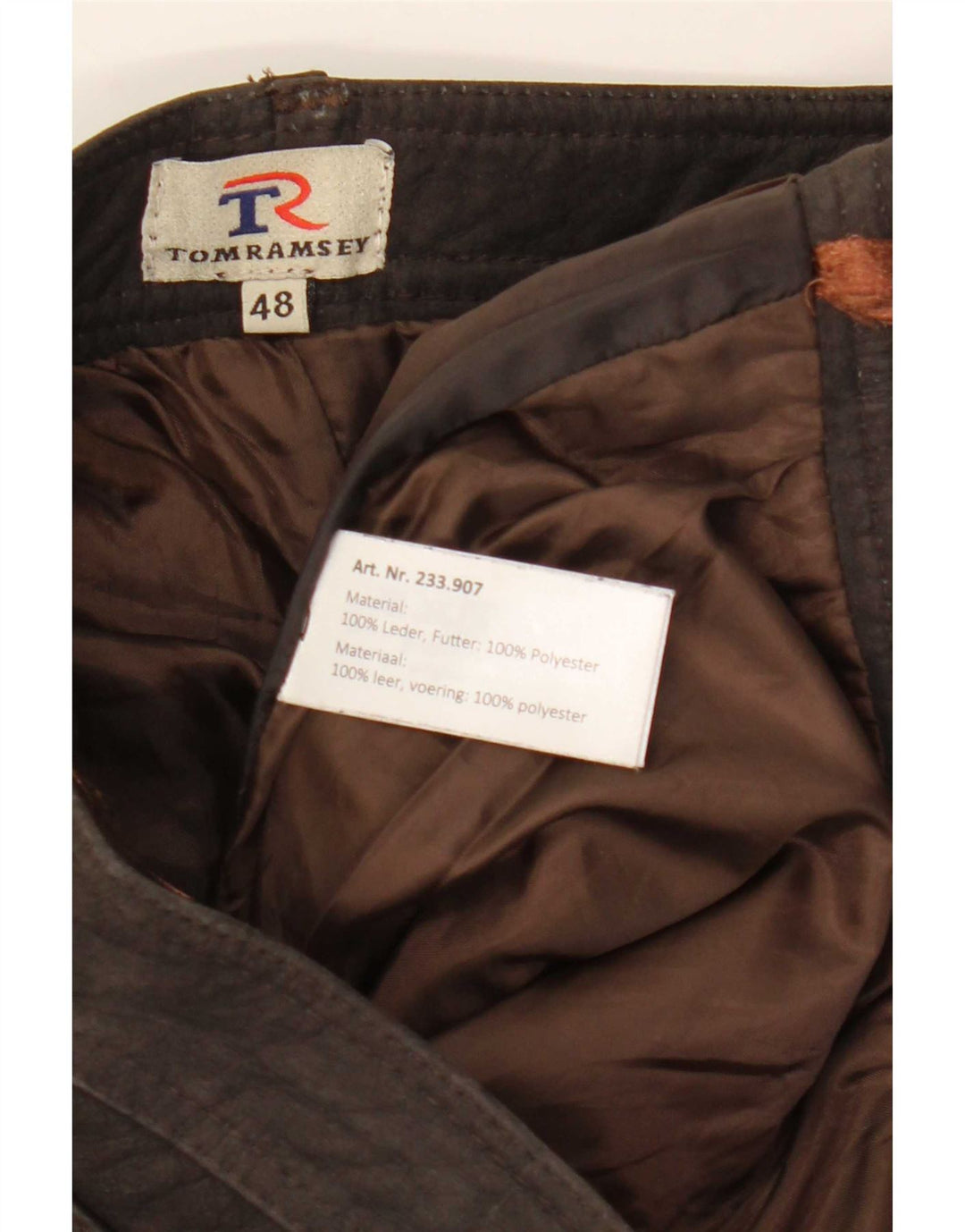 Tom Ramsey Ανδρικό λεπτό δερμάτινο παντελόνι EU 48 Medium W32 L29 Καφέ Δερμάτινο