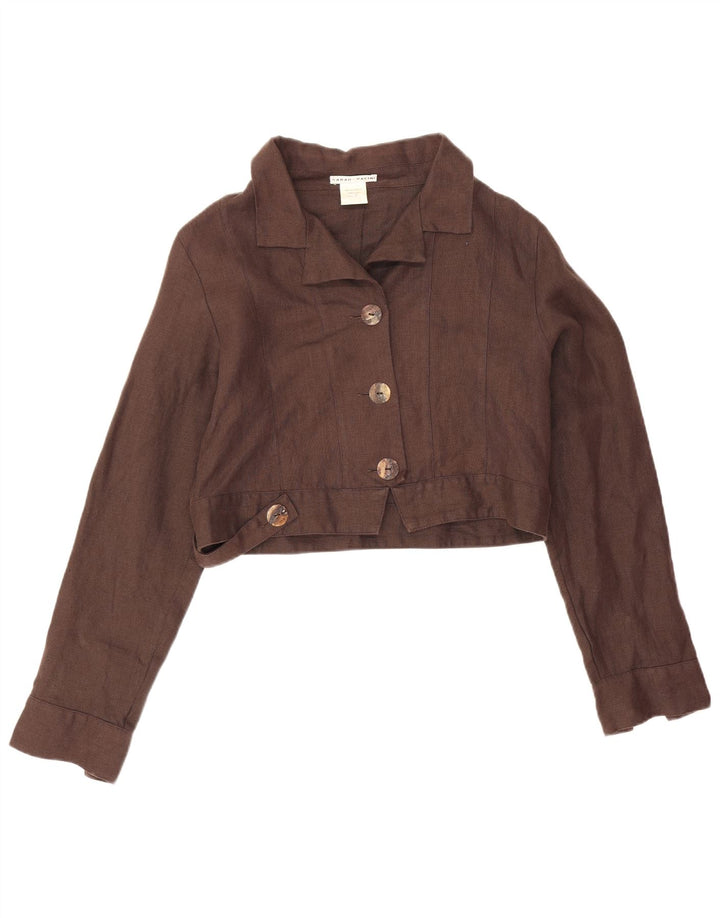 Sarah Pacini Γυναικείο Crop Oversized Bomber Jacket US 2 XS Brown λινό