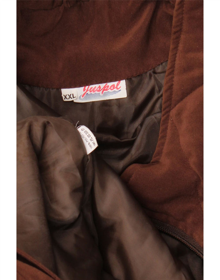 VINTAGE Womens Oversized Overcoat UK 20 2XL Brown Polyester