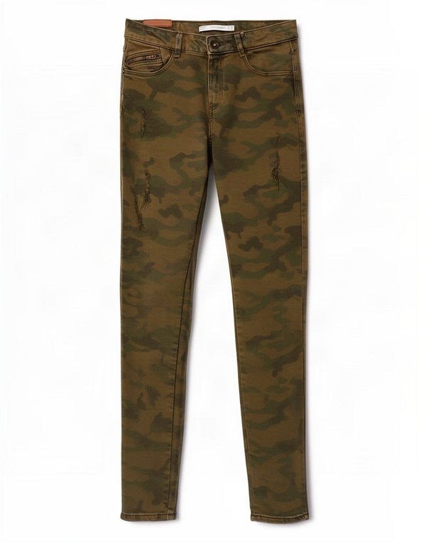 Zara Γυναικεία Trafaluc Skinny Jeans EU 38 Small W28 L28 Khaki Camouflage