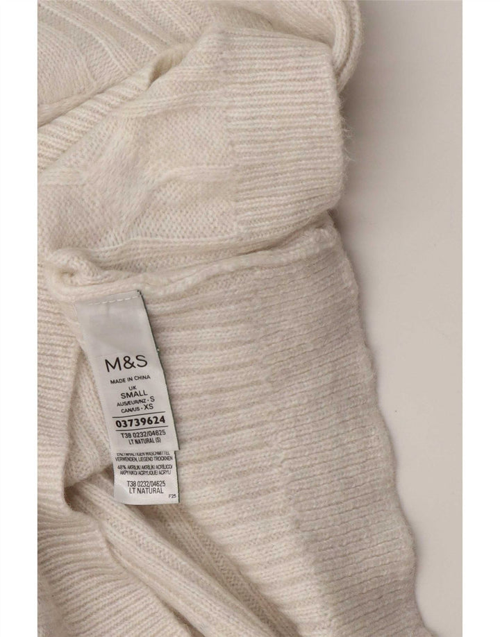 Marks & Spencer Γυναικείο πουλόβερ μεγάλου μεγέθους βάρκας με λαιμόκοψη UK 10 Small White