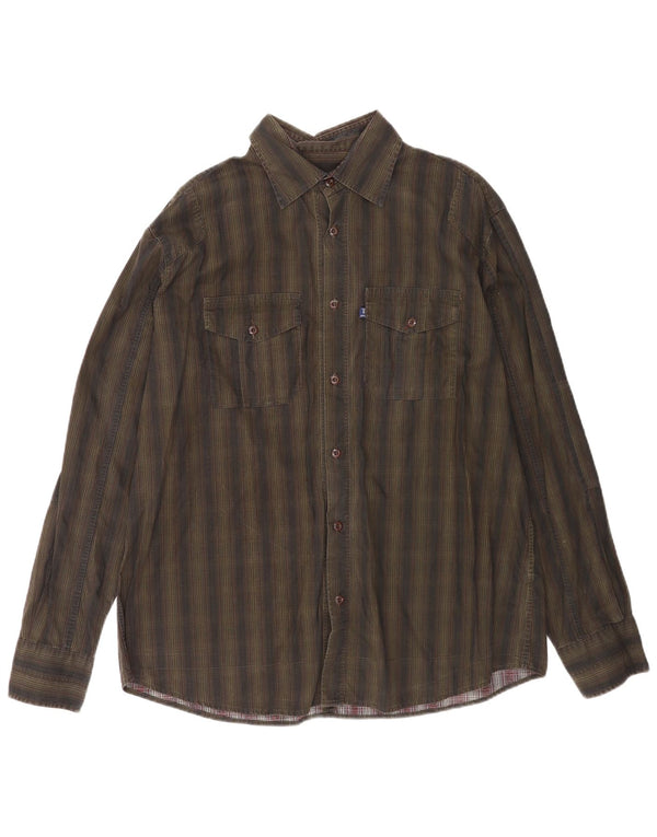 Ανδρικό πουκάμισο Trussardi Jeans 3XL Πράσινο ριγέ βαμβακερό