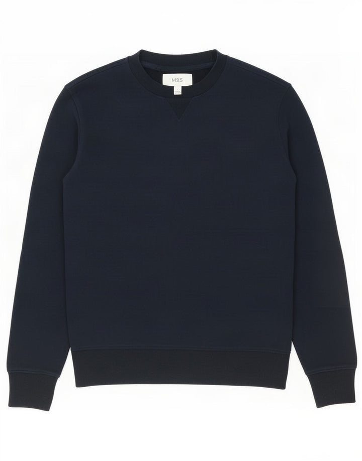 Marks & Spencer Ανδρικό Φούτερ Jumper Small Navy Blue Cotton