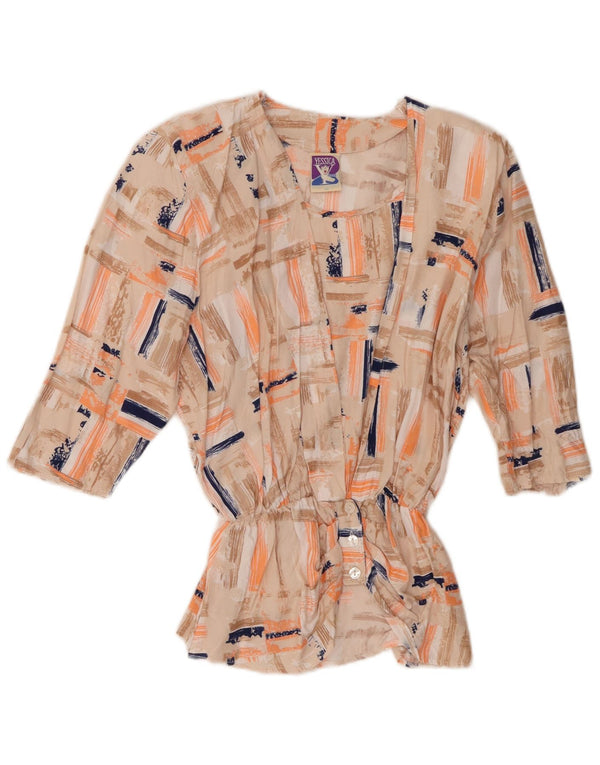 Yessica γυναικεία μπλούζα 3/4 μανίκια τοπ IT 36 XS Μπεζ γεωμετρική βισκόζη