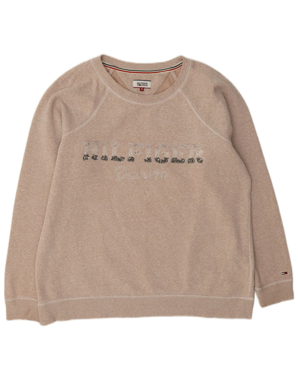 Tommy Hilfiger Γυναικεία γραφική φούτερ Jumper UK 10 Small Beige Flecked