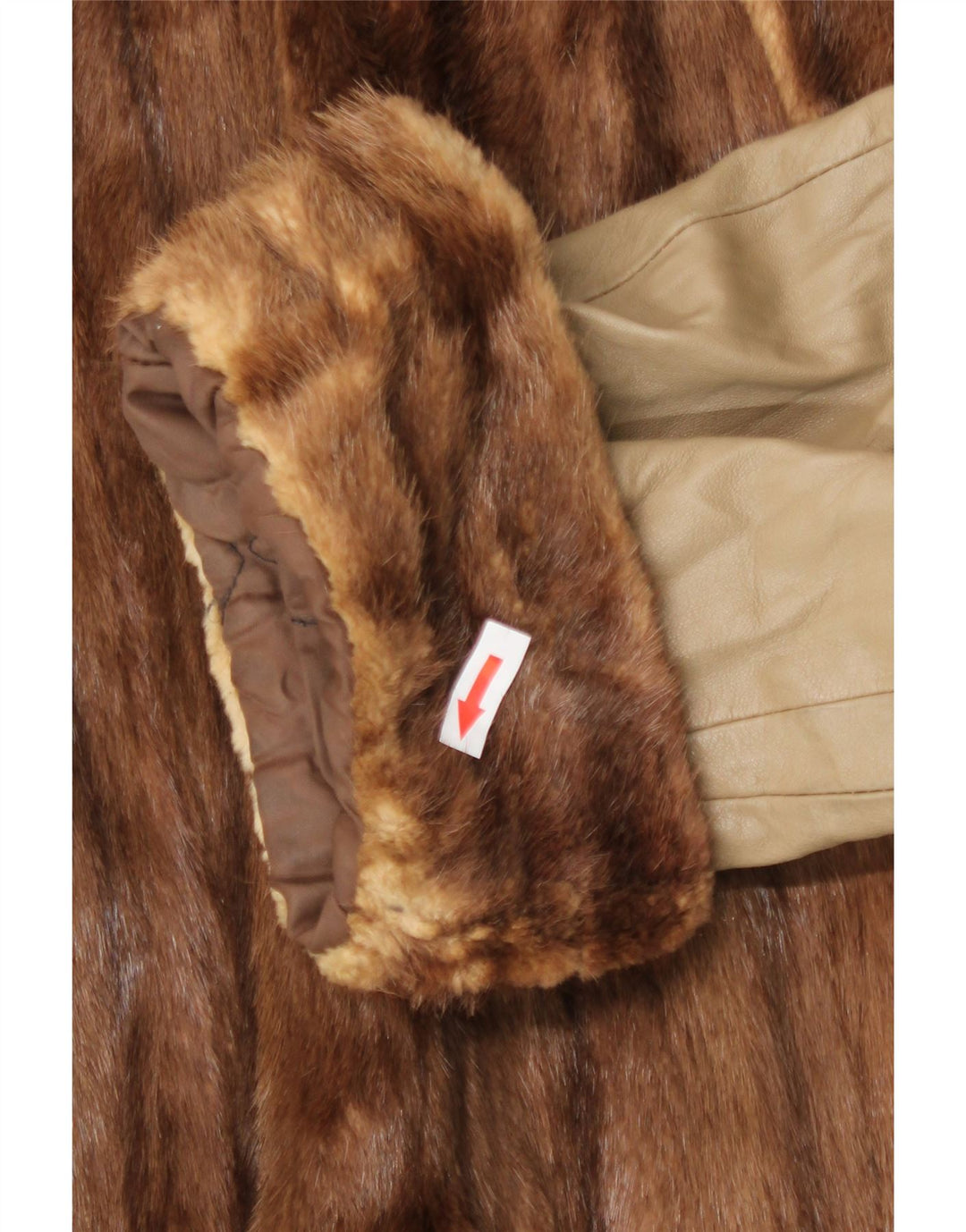 Vintage Γυναικείο Γούνινο Δερμάτινο Παλτό UK 16 Large Beige