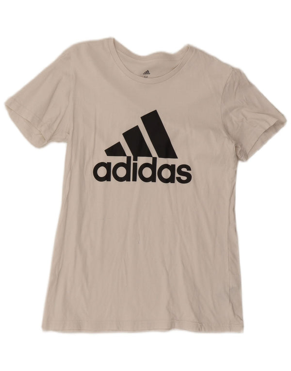 Γυναικείο κοντομάνικο γραφικό μπλουζάκι Adidas Top UK 12/14 Medium White Sports