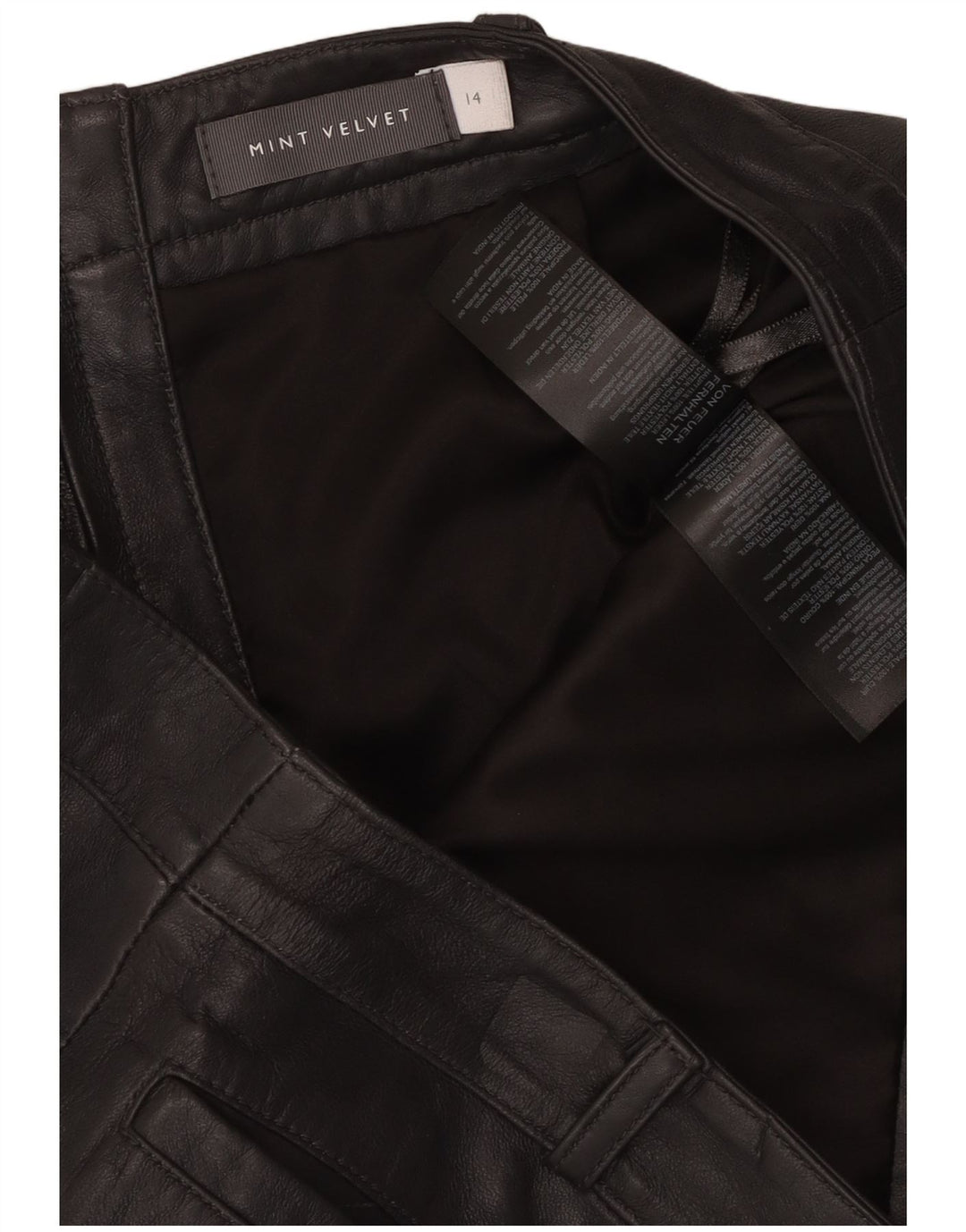 Γυναικεία δερμάτινη φούστα MINT VELVET UK 14 Large W34 Μαύρο δέρμα