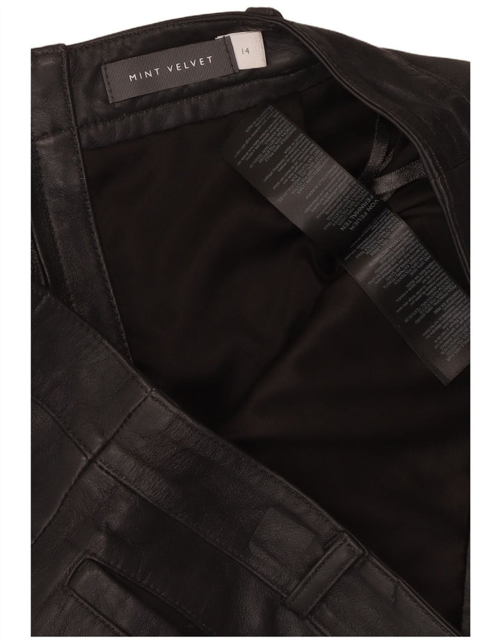 Γυναικεία δερμάτινη φούστα MINT VELVET UK 14 Large W34 Μαύρο δέρμα