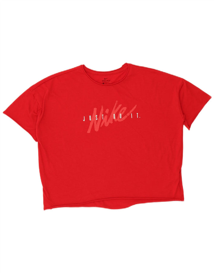 Γυναικείο μπλουζάκι Nike Dri Fit Crop μεγάλου μεγέθους γραφικό T-shirt UK 14 Μεσαίο κόκκινο