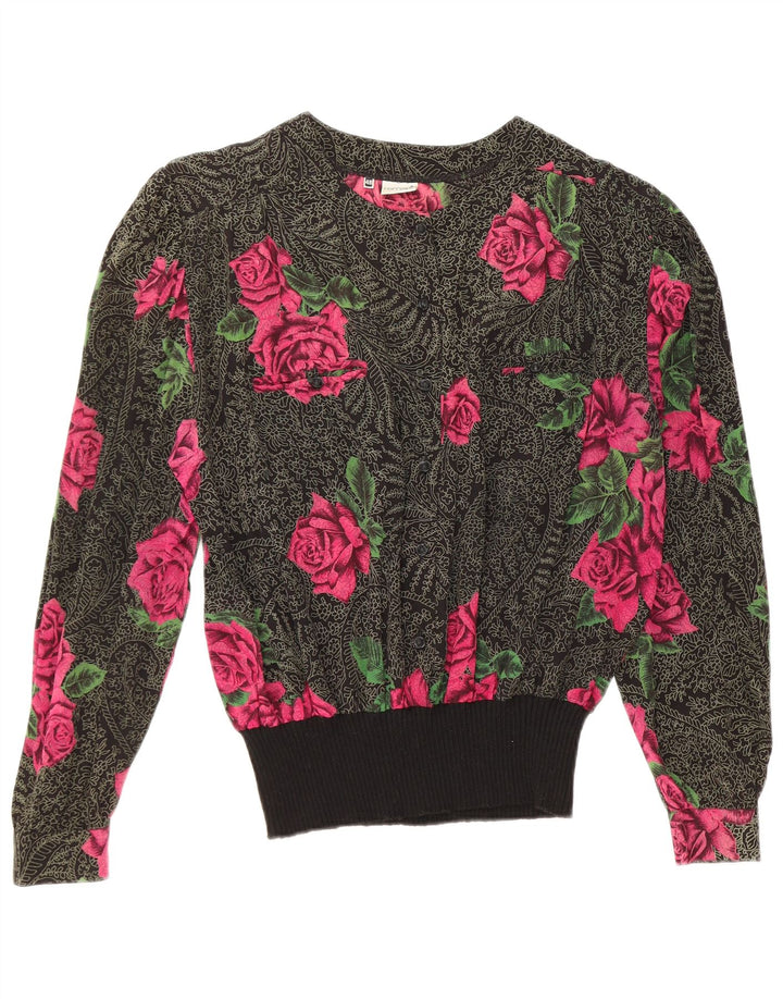 Γυναικεία μακρυμάνικη μπλούζα FERRETTI Top IT 48 XL Μαύρο φλοράλ μετάξι