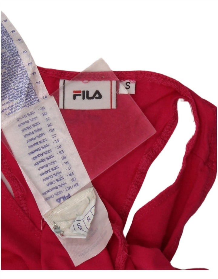 FILA Γυναικείο Crop Γιλέκο UK 8 Small Pink Βαμβακερό