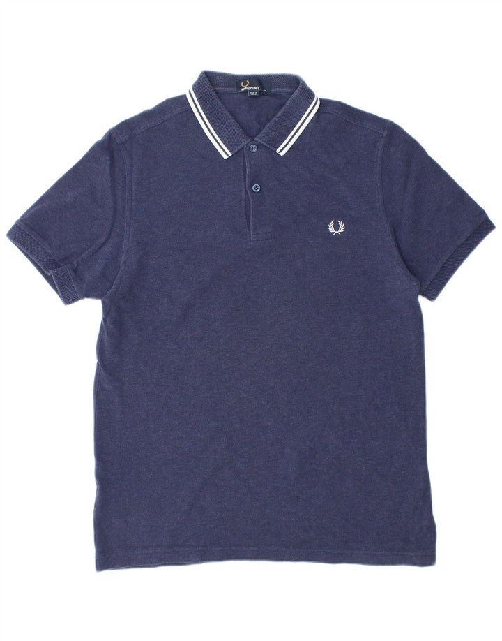 FRED PERRY Ανδρικό πουκάμισο πόλο μεσαίου μπλε βαμβακερό