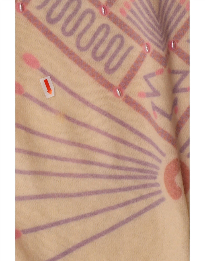 VINTAGE Γυναικείο πουλόβερ με λαιμόκοψη UK 16 Large Off White γεωμετρικό