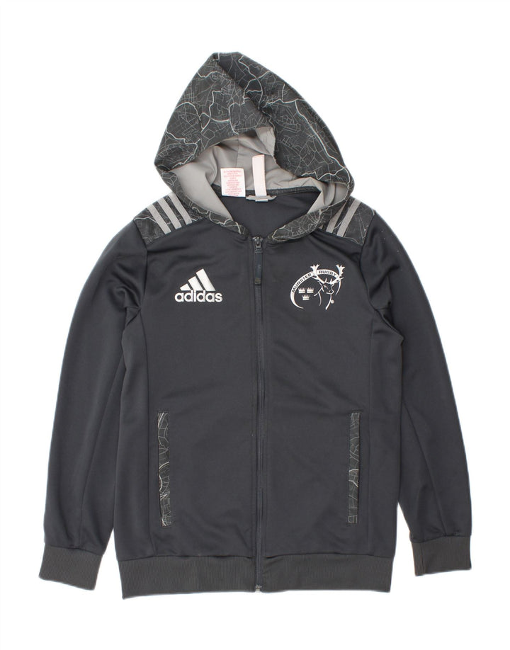 ADIDAS Boys Zip Hoodie Sweater 13-14 Years Black Polyester Vintage Adidas and Second-Hand Adidas from Messina Hembry 