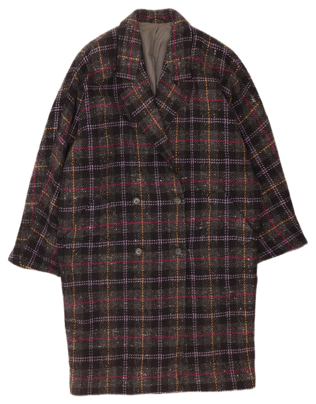 Marella Γυναικείο παλτό με διπλό στήθος UK 10 Small Grey Check